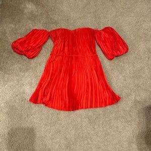 Red pleated Dress